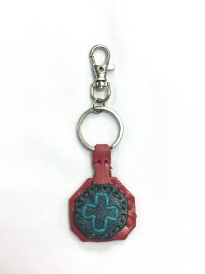 71609-01 Thai真皮匙扣掛飾-Cross(Pink)