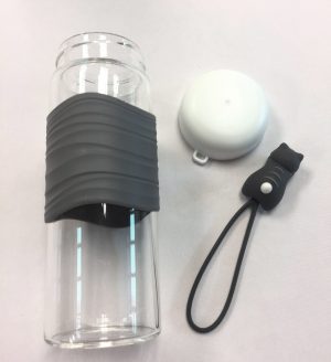 71660-02 玻璃水樽300ml貓掛繩(黑)