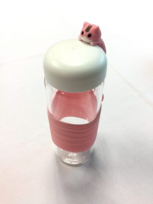 71660-03 玻璃水樽300ml貓掛繩(粉紅)