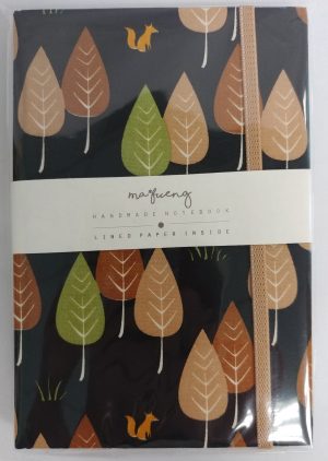 71709-01 Thai Fabric Cover Notebook(L) Leafs