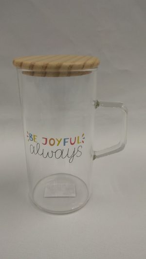 71735-03 Glass Mug with Bamboo Lid (Joyful)