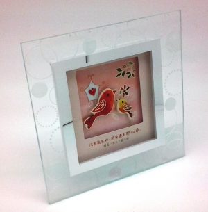 70620-04 SQ. Painted Glass Deco.II (Birds)