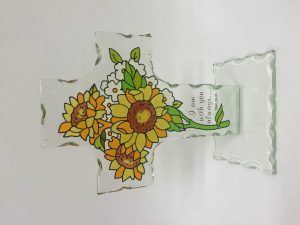 70669 Edge Crafted Glass Cross (Matt28:20)
