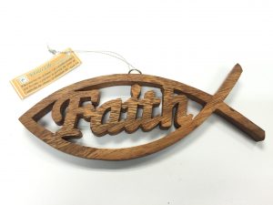 70686-03 Wood Decoration-Fish(Faith)