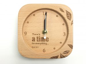 71438-01 Beech Wood Clock (Eccl 3:1)