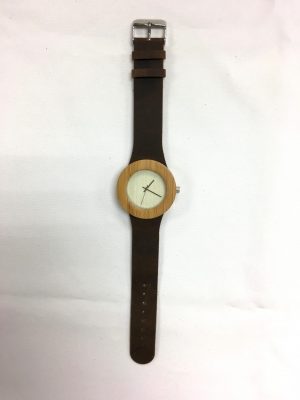 71497-01 Round Wooden Watch (Brown)