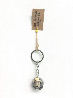 71634-02 PHI Gray Sheep Pompom Keychain
