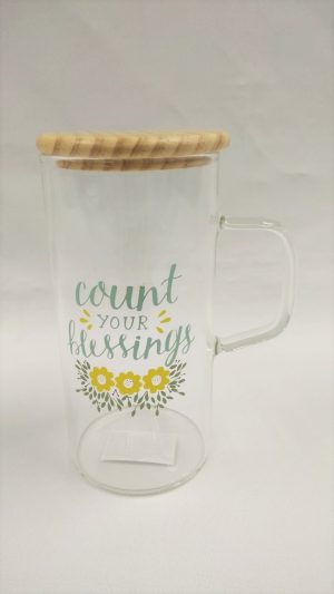 71735-01 Glass Mug with Bamboo Lid (Blessings)